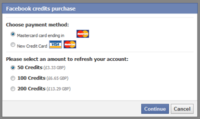 facebook credits balance